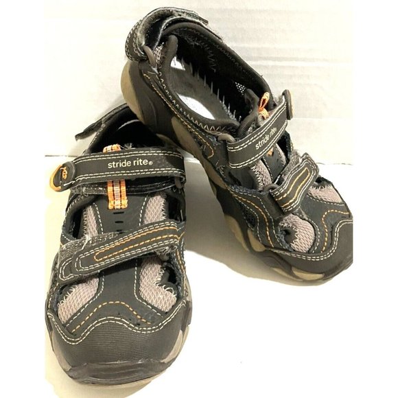 STRIDE RITE Boys size 10.5 Brown Orange M2PSONI Athletic Sandals shoes NO INSOLE - Picture 1 of 7